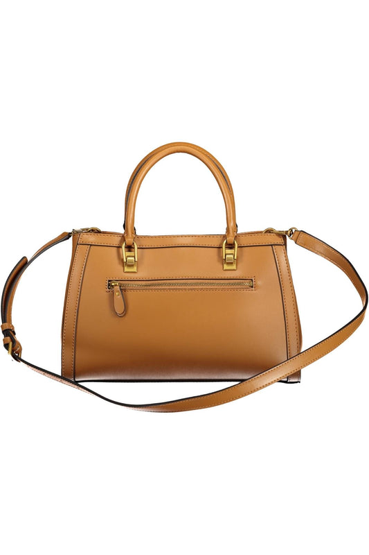 Brown Polyurethane Women Handbag