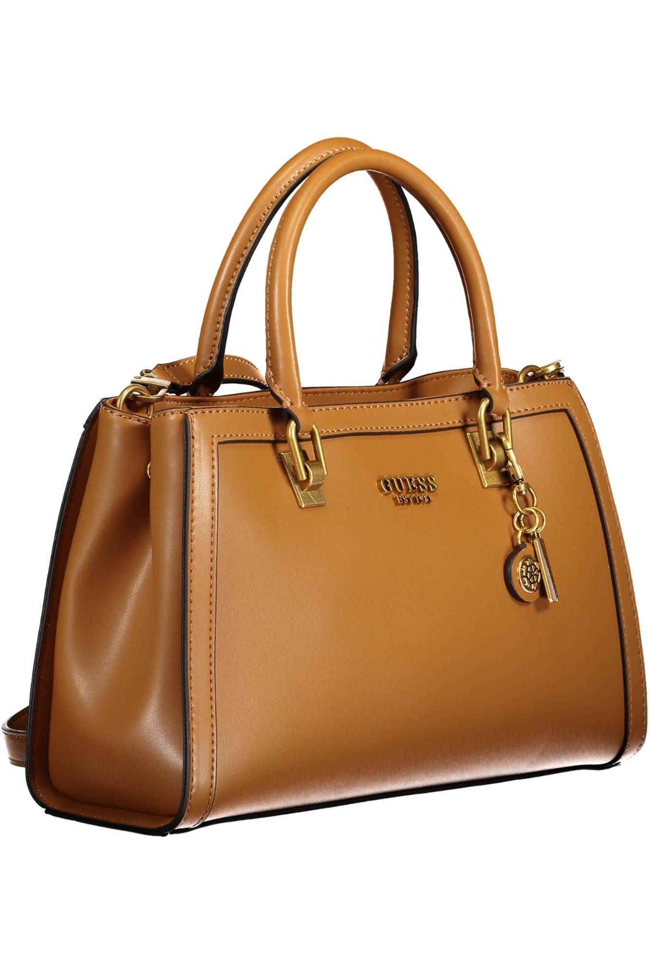 Brown Polyurethane Women Handbag