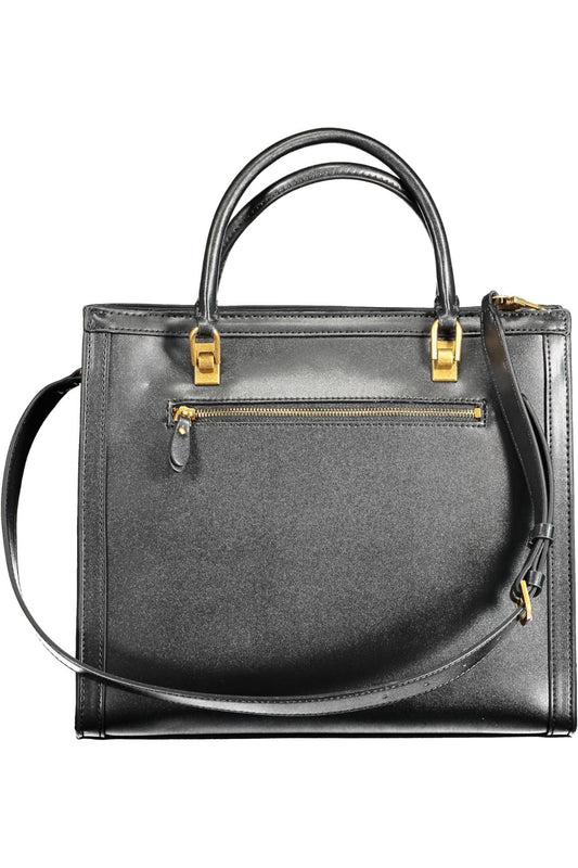 Black Polyurethane Women Handbag