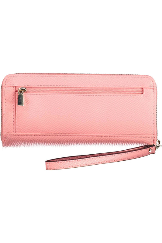 Pink Polyurethane Women Wallet