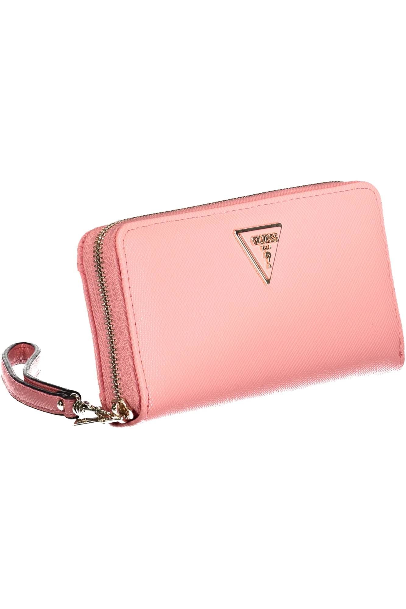 Pink Polyurethane Women Wallet
