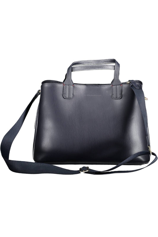 Blue Polyurethane Women Handbag