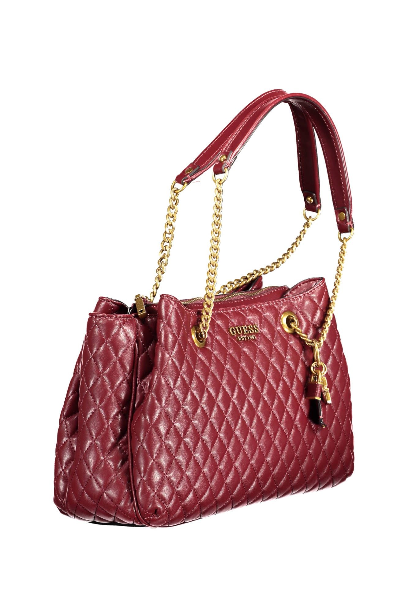 Purple Polyurethane Women Handbag
