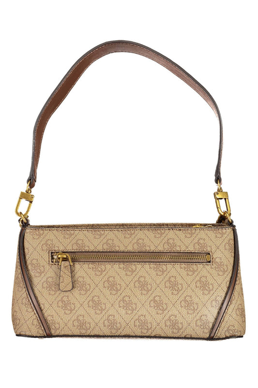 Beige Polyurethane Women Handbag