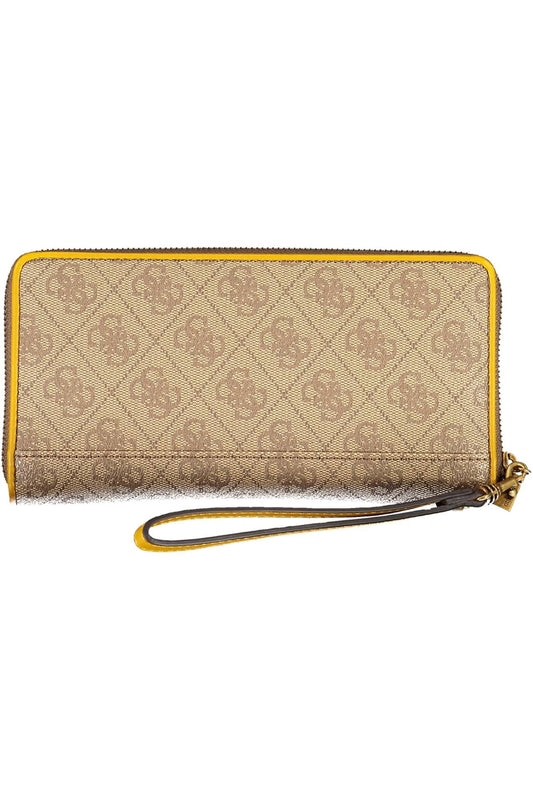 Beige Polyurethane Women Wallet