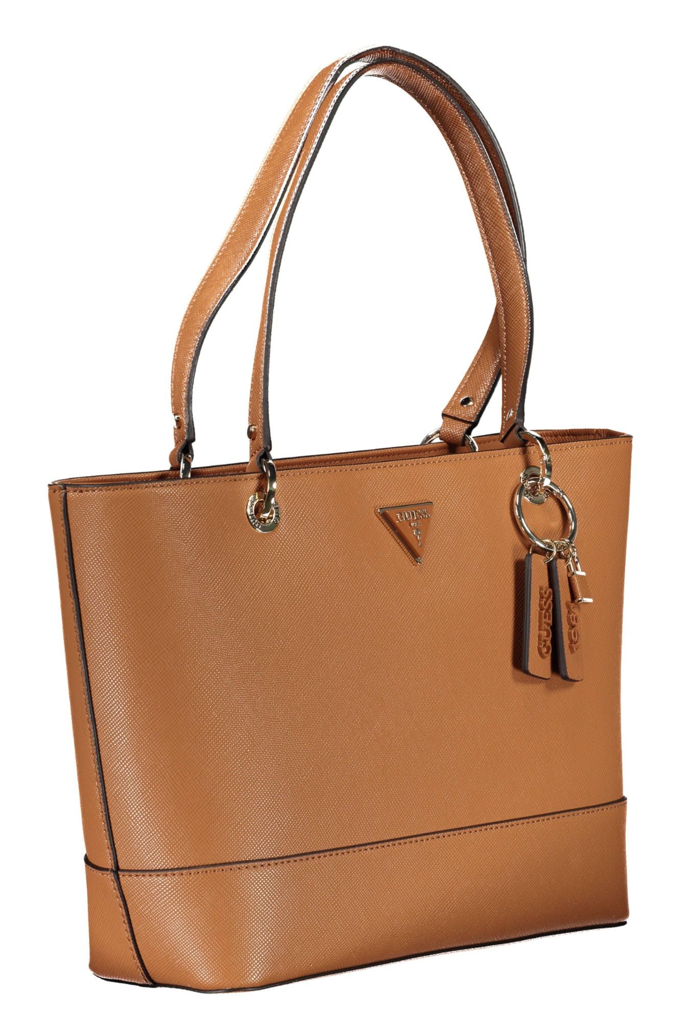 Brown Polyurethane Women Handbag