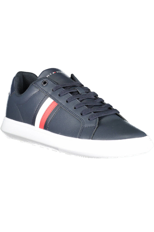 Blue Recycled Polyester Men Sneaker