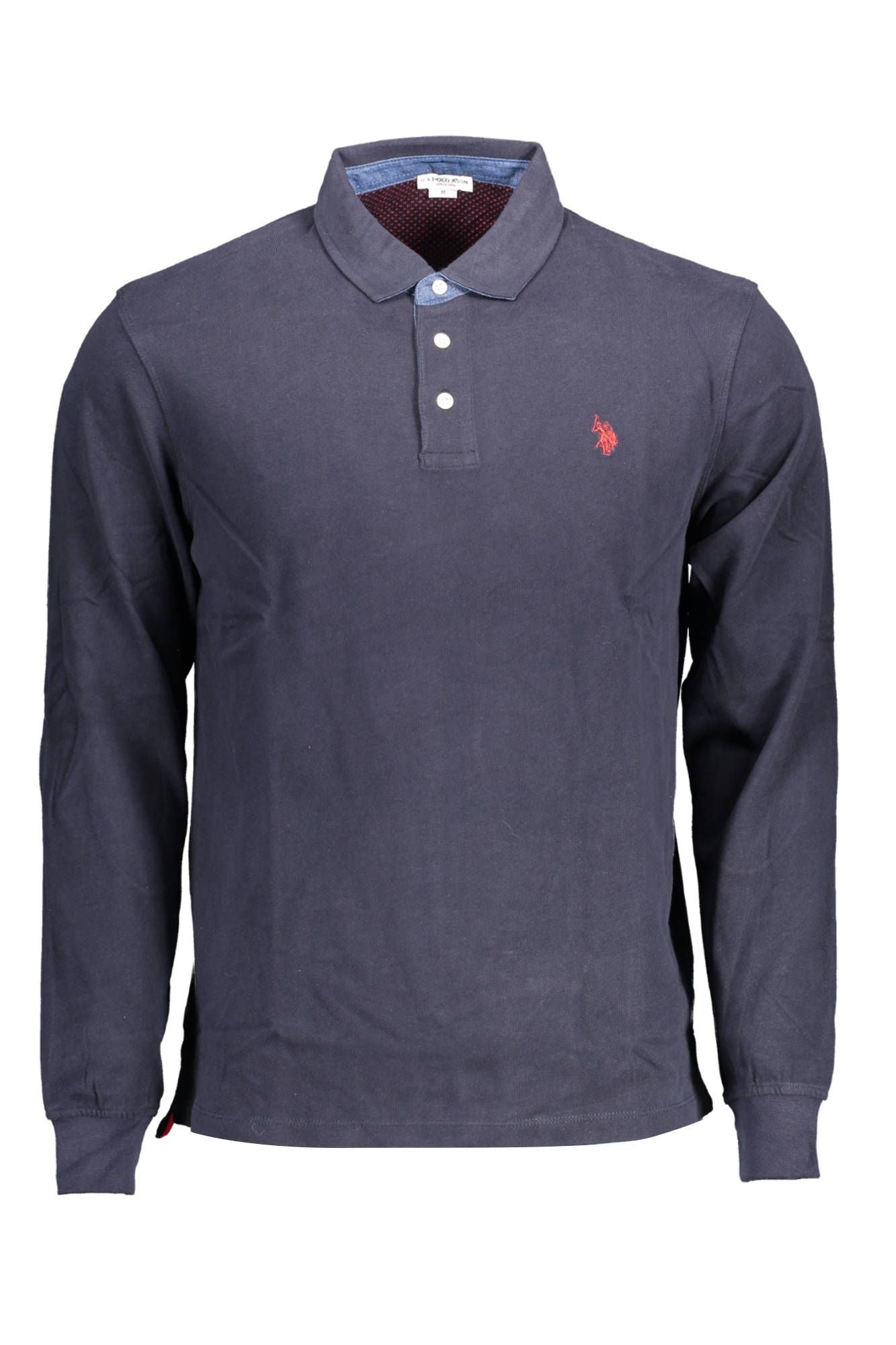 Blue Cotton Men Polo Shirt