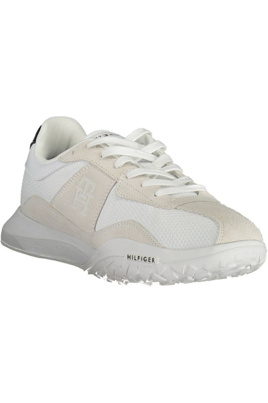 White Polyester Men Sneaker