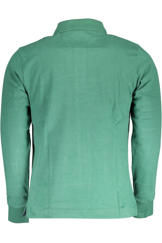 Green Cotton Men Polo Shirt