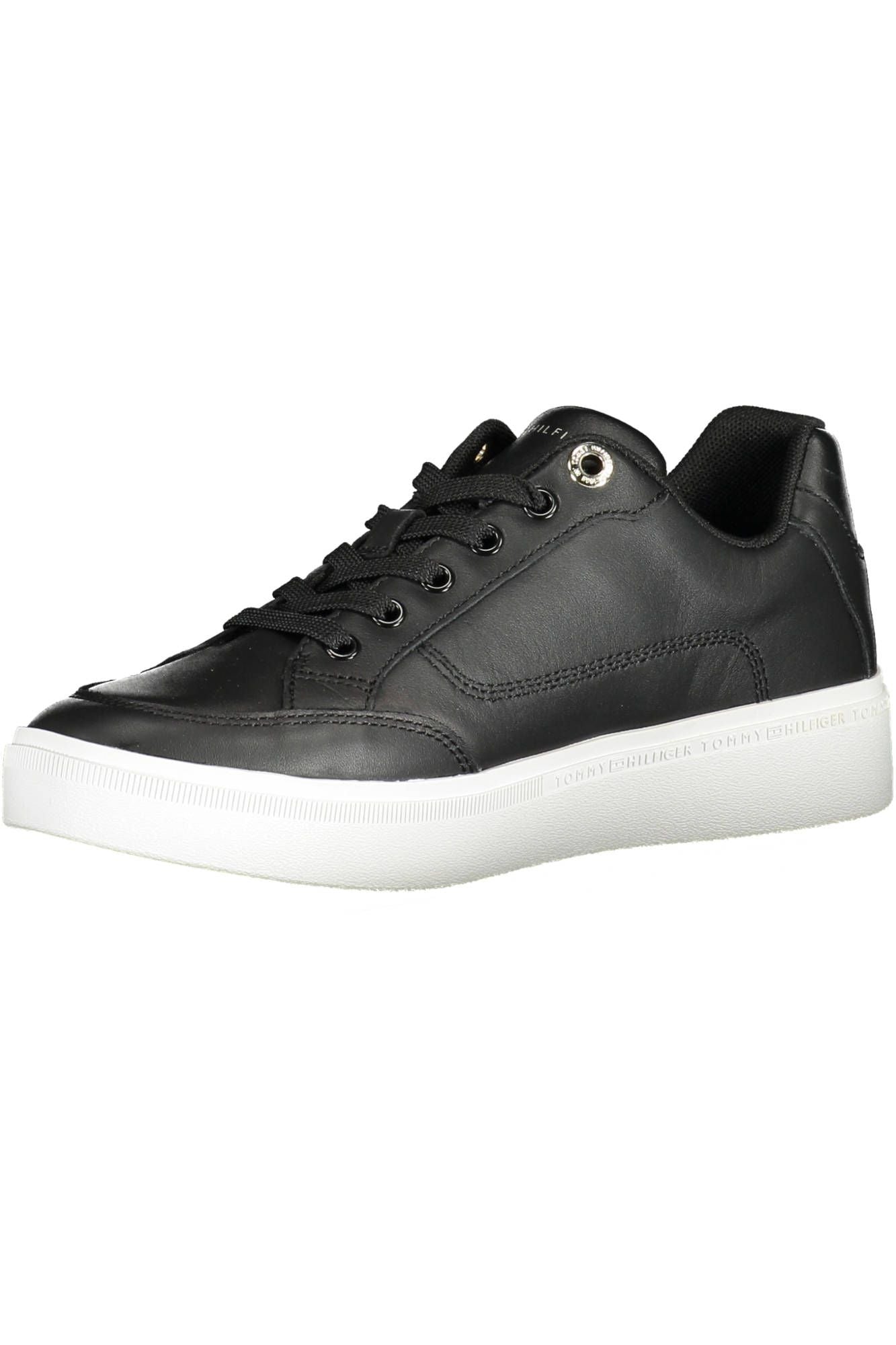 Black Leather Women Sneaker