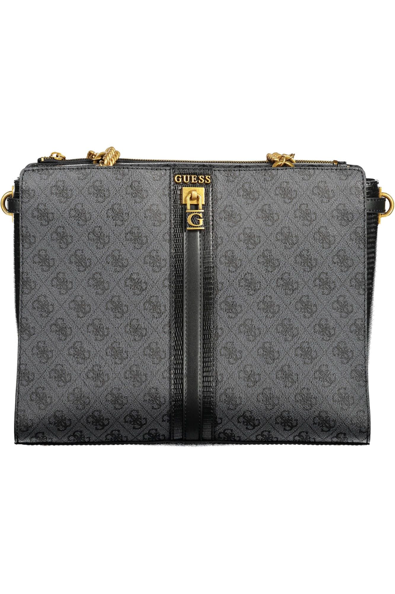Black Polyurethane Women Handbag