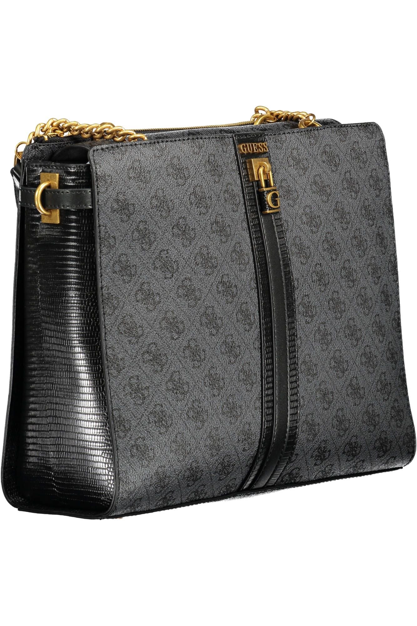 Black Polyurethane Women Handbag