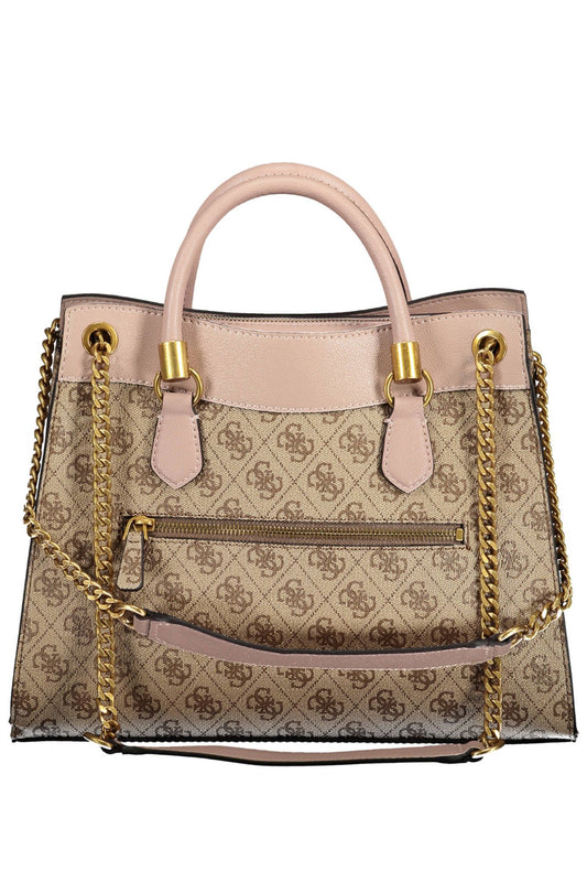 Beige Polyurethane Women Handbag