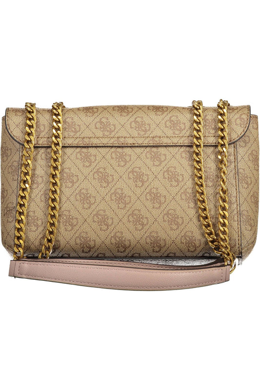 Beige Polyurethane Women Handbag