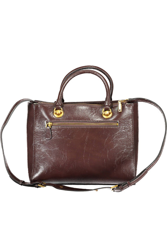 Brown Polyurethane Women Handbag