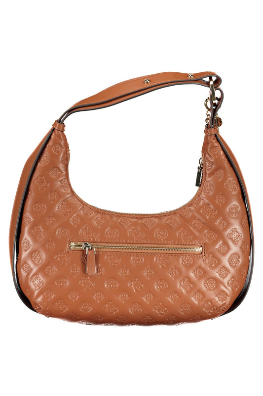 Brown Polyurethane Women Handbag