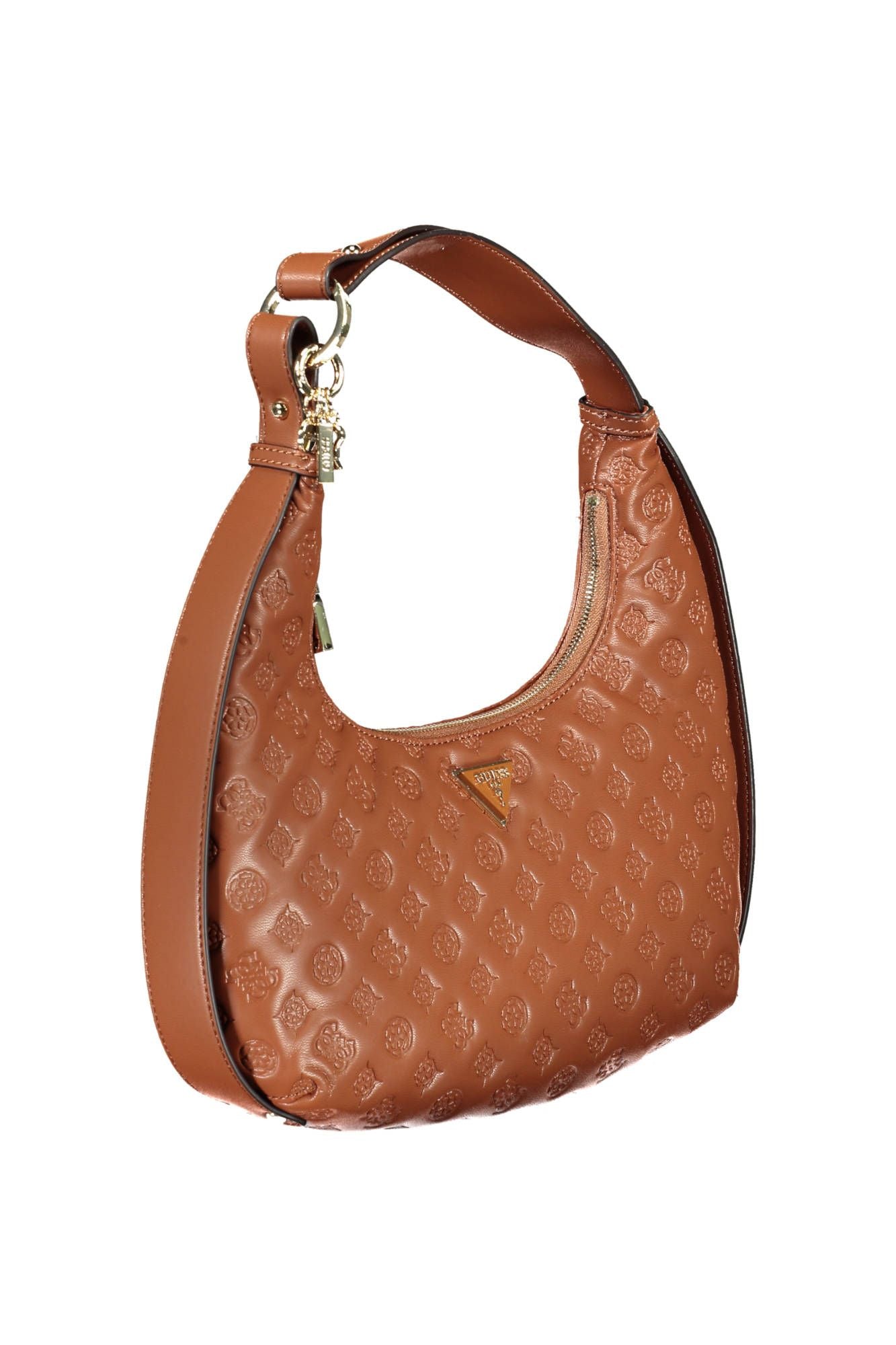 Brown Polyurethane Women Handbag