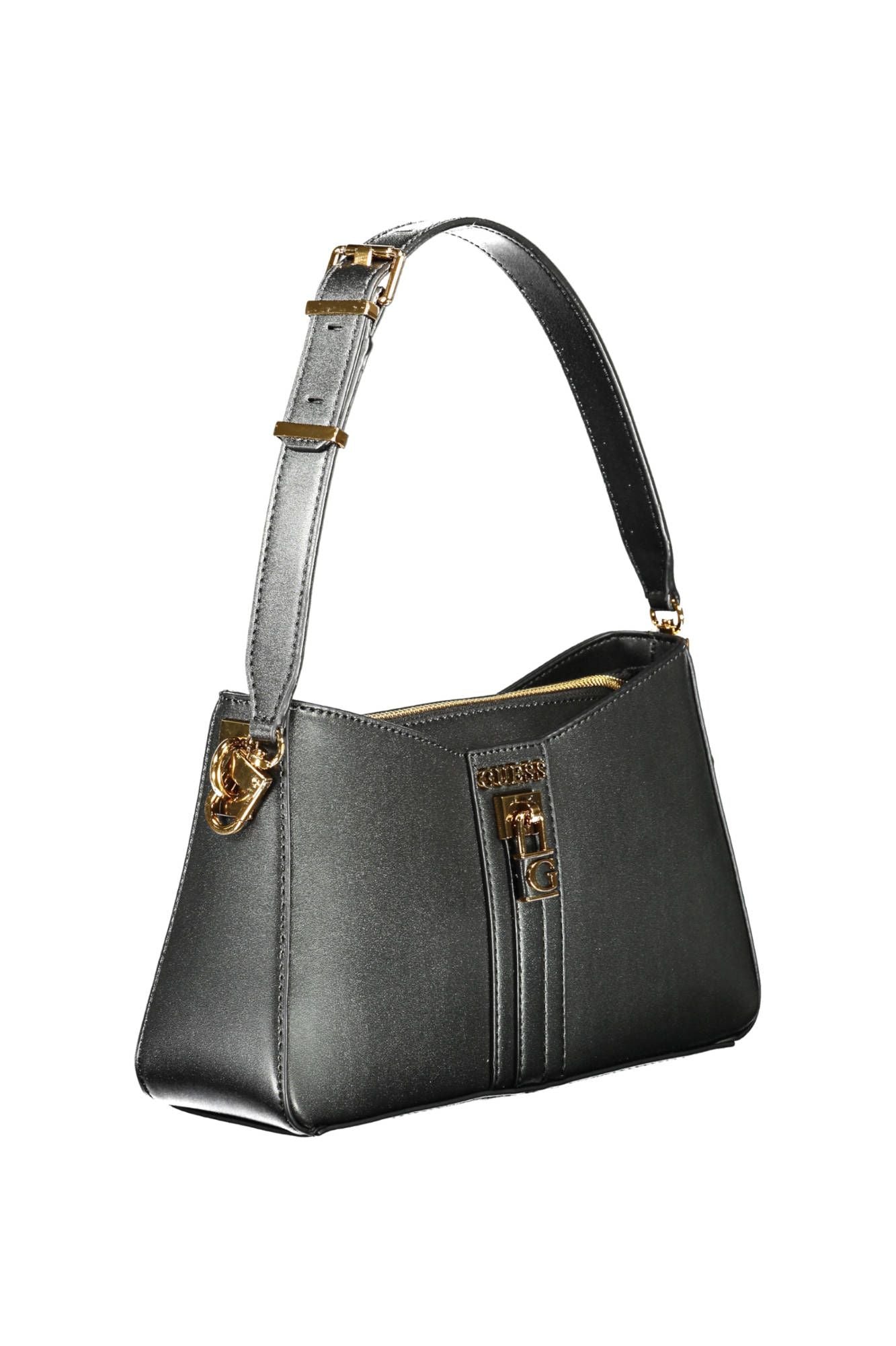 Black Polyurethane Women Handbag