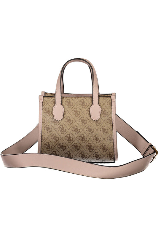 Beige Polyurethane Women Handbag