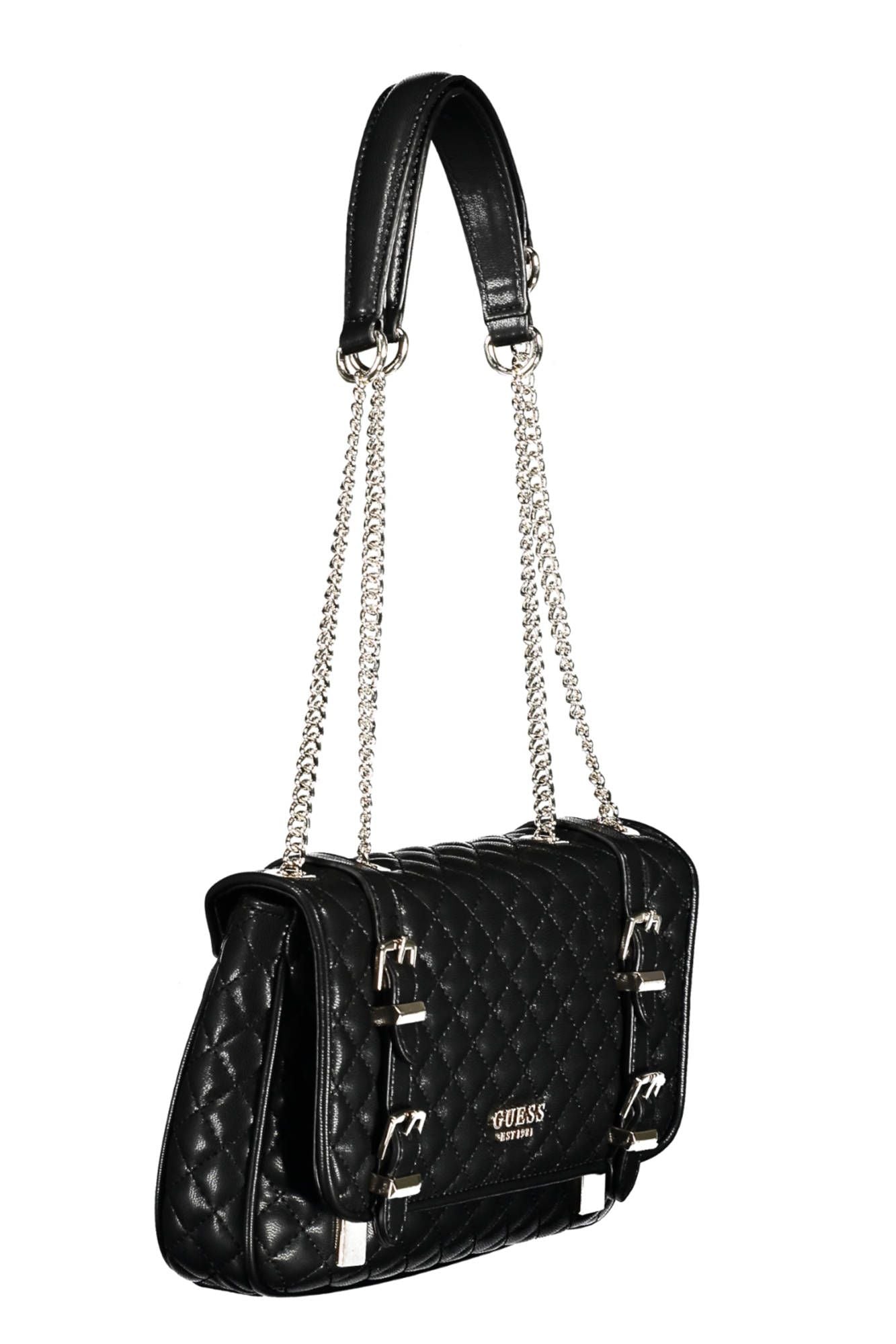 Black Polyurethane Women Handbag