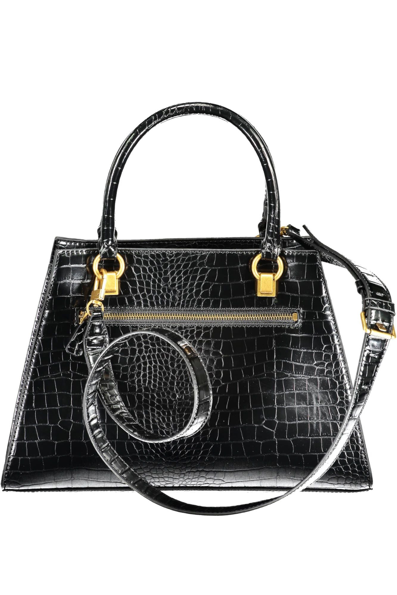 Black Polyurethane Women Handbag