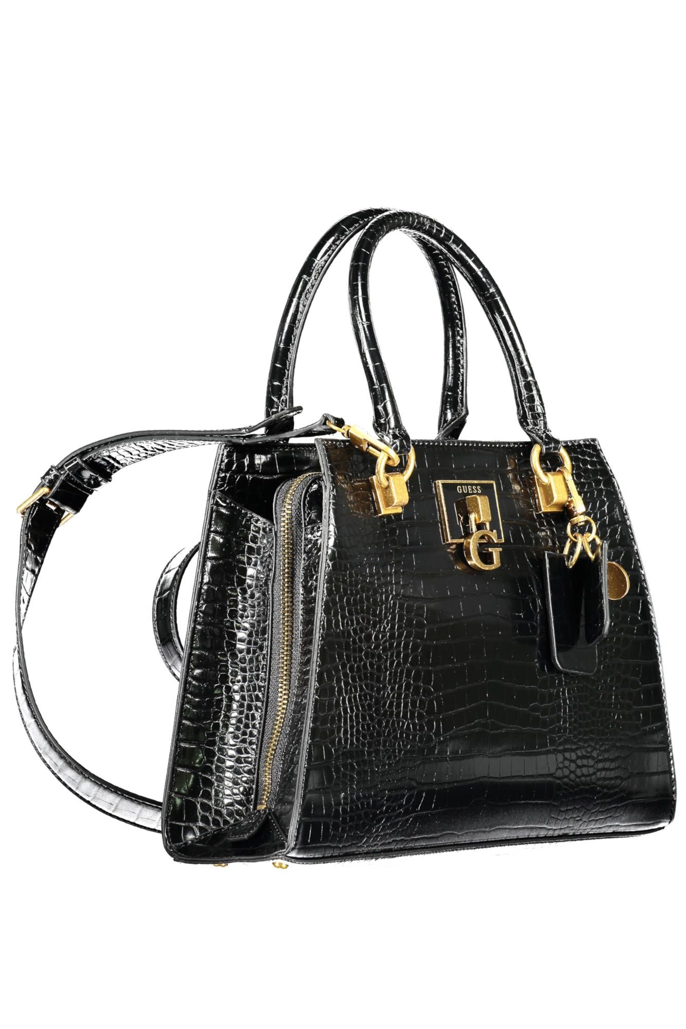 Black Polyurethane Women Handbag
