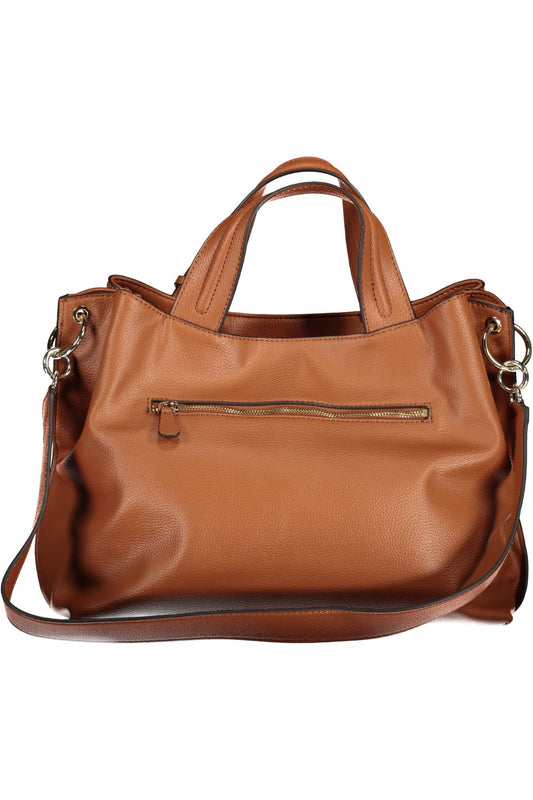 Brown Polyurethane Women Handbag