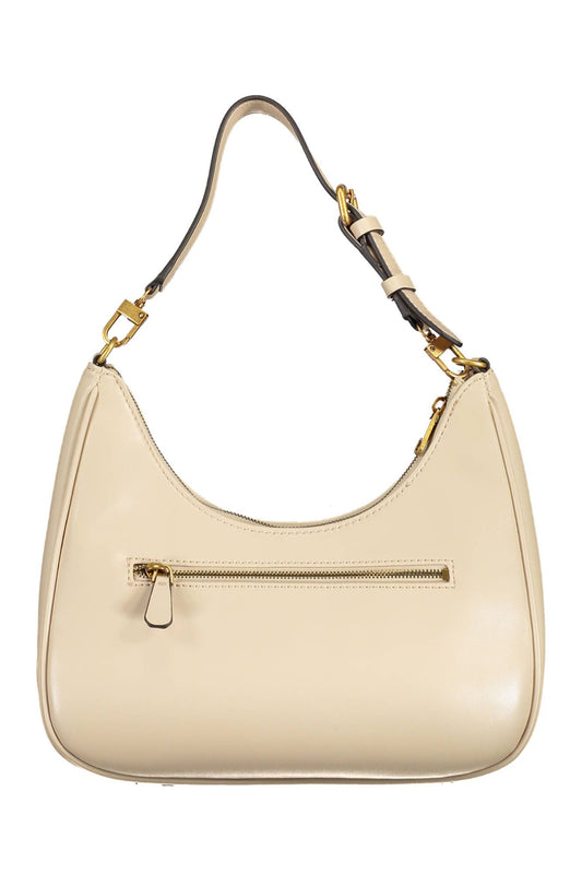 Beige Polyurethane Women Handbag