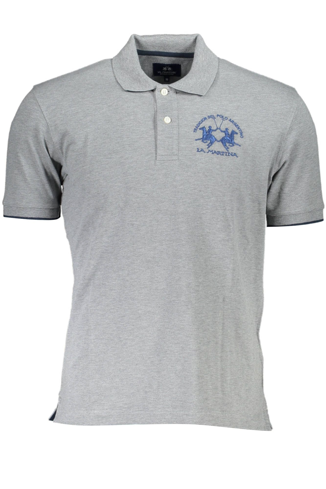 Gray Cotton Men Polo