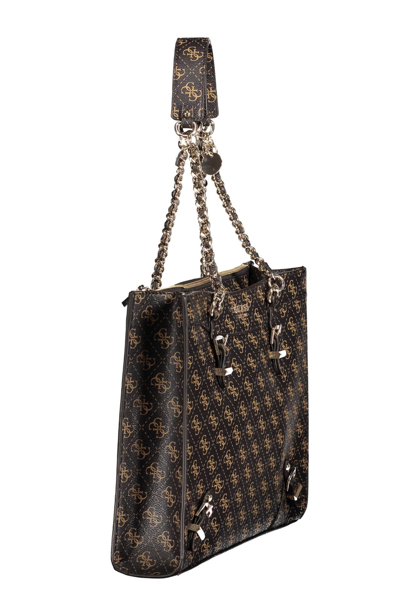 Brown Polyurethane Women Handbag