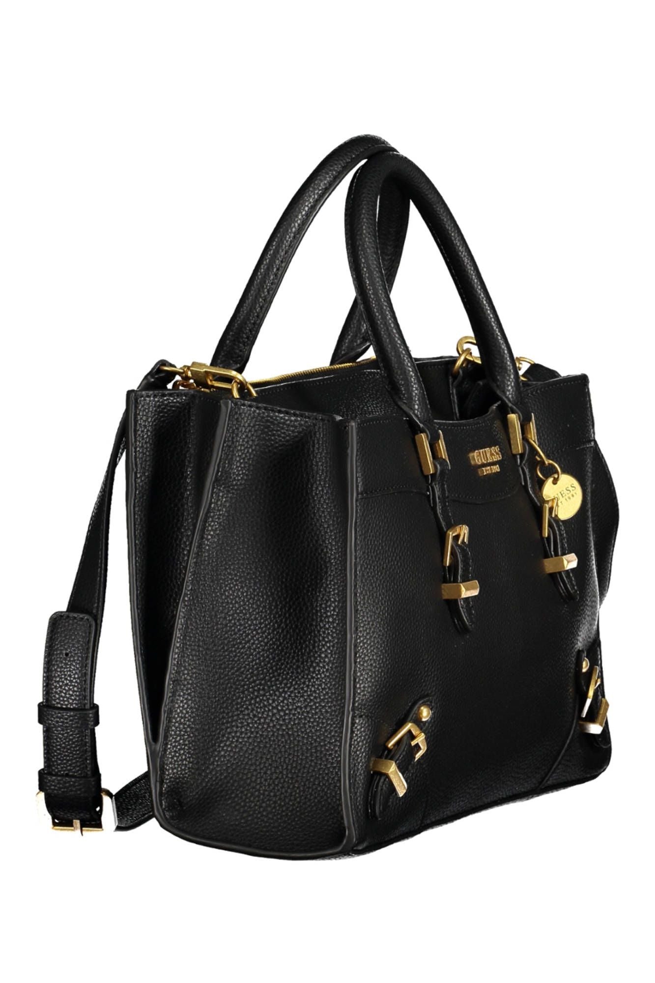 Black Polyurethane Women Handbag