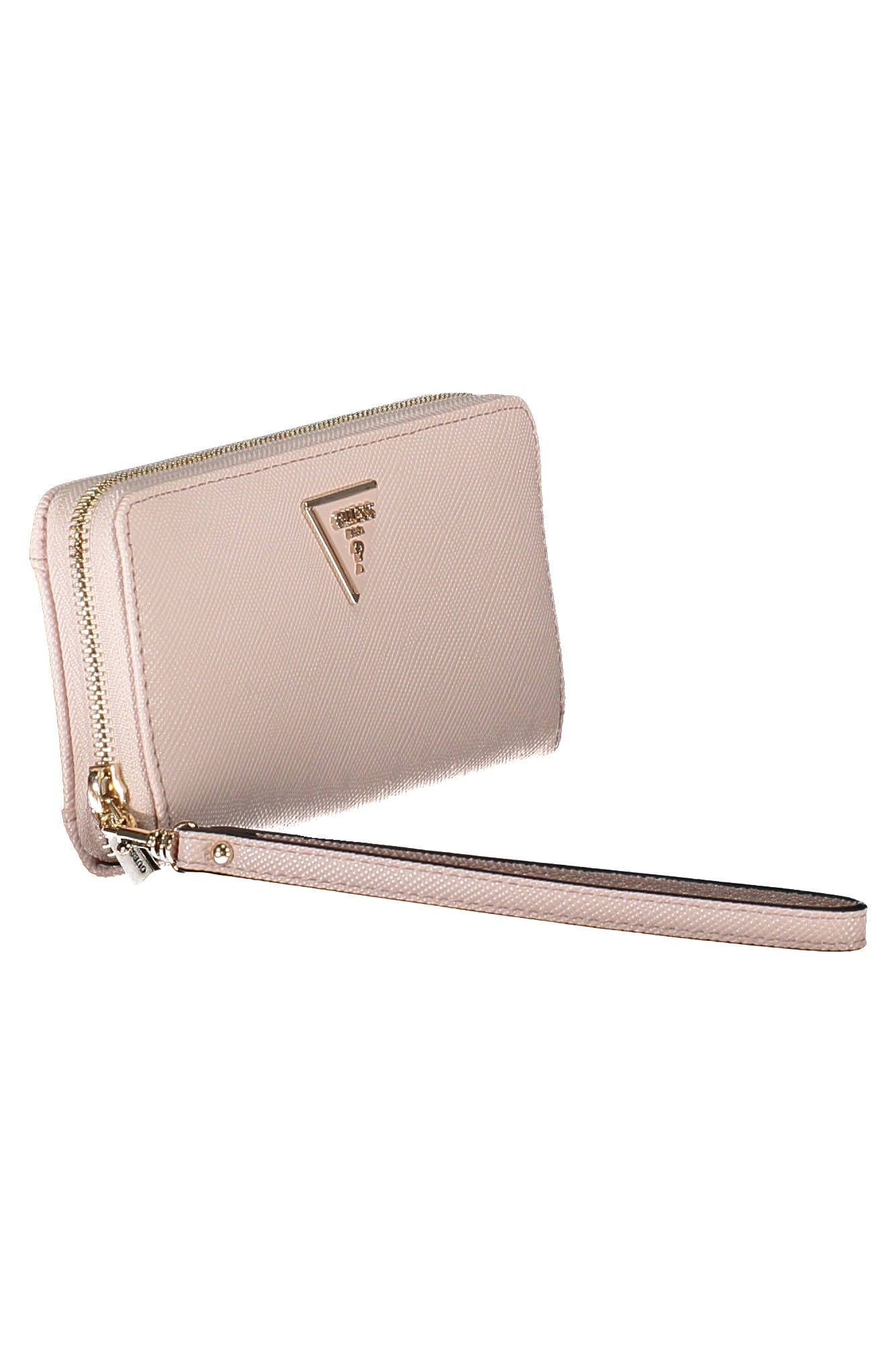 Pink Polyurethane Women Wallet