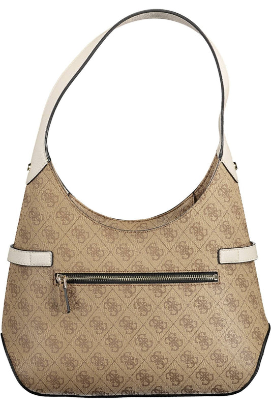 Beige Polyurethane Women Handbag