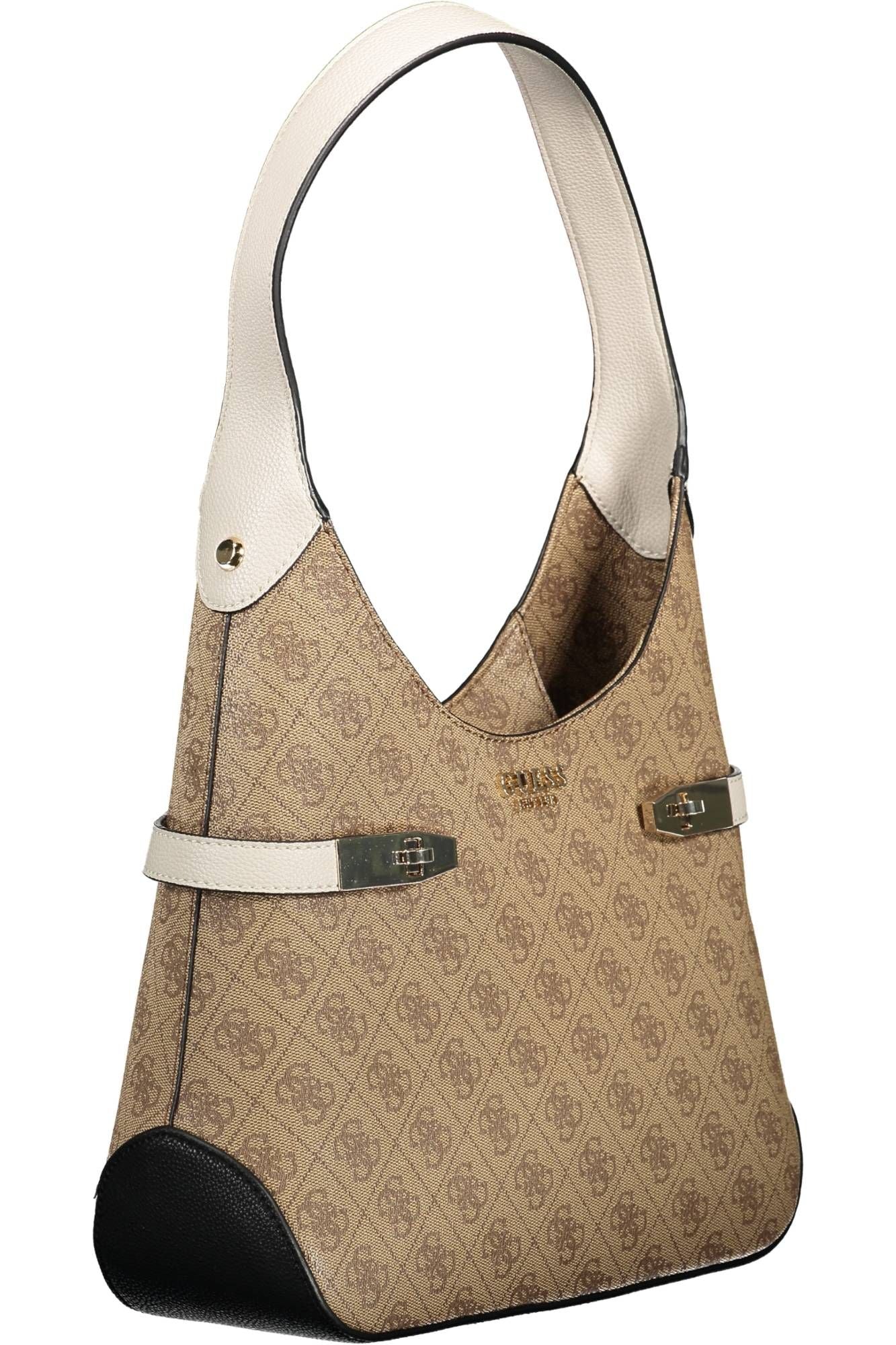 Beige Polyurethane Women Handbag