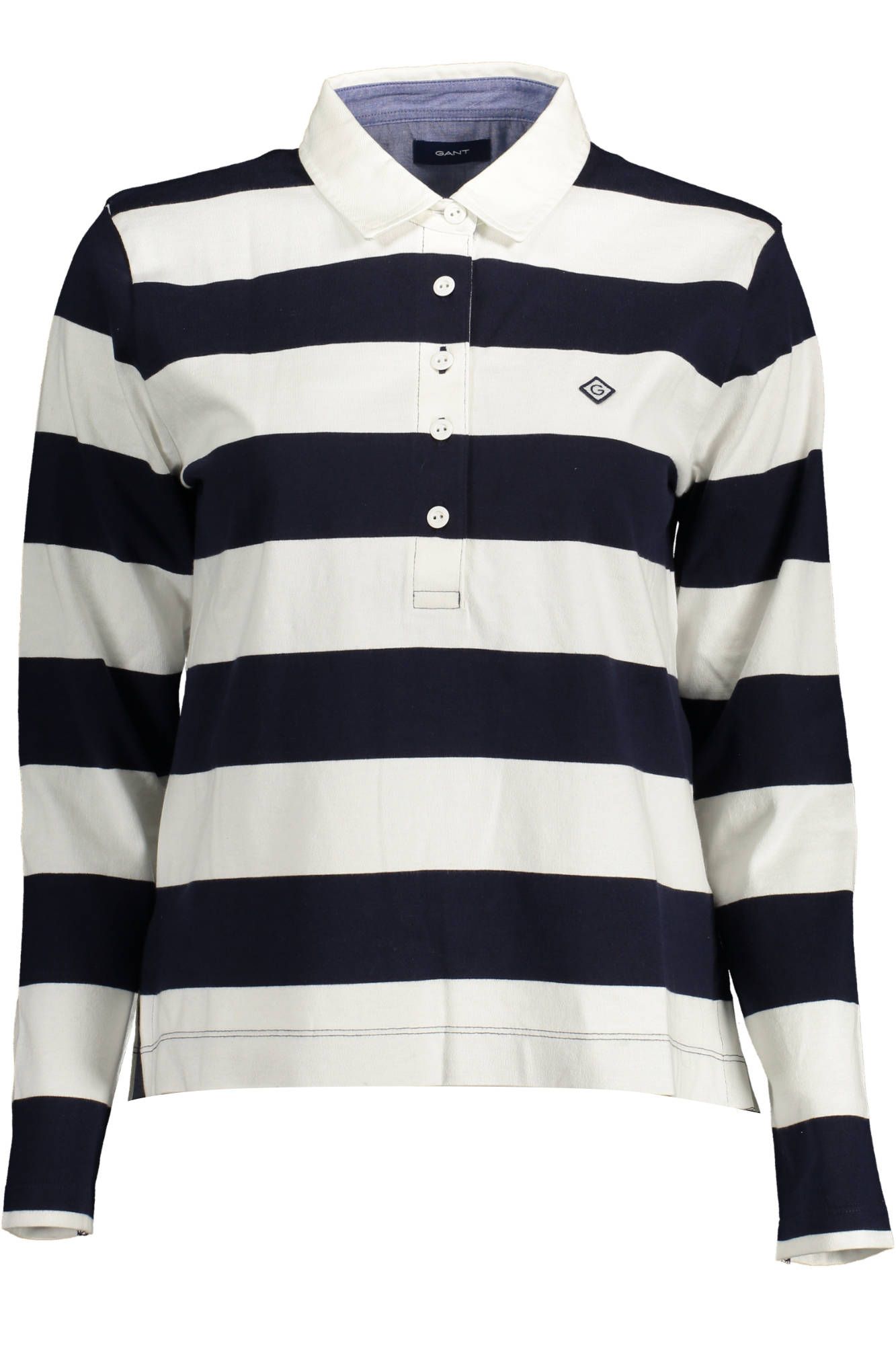 Blue Cotton Women Polo Shirt
