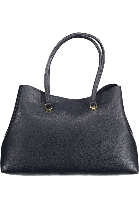 Blue Polyurethane Women Handbag