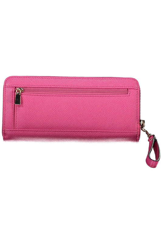 Pink Polyurethane Women Wallet