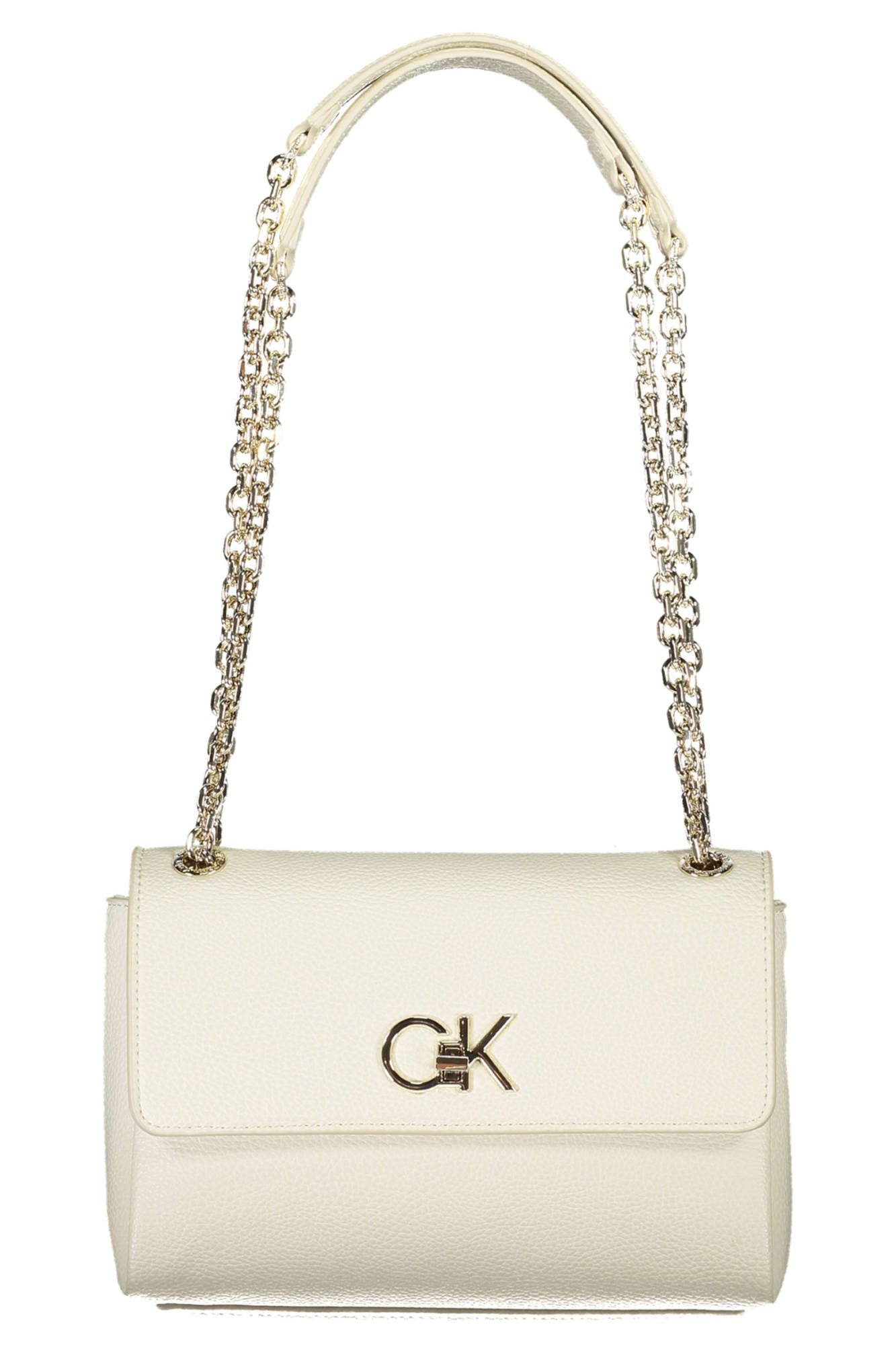 White Polyester Women Handbag