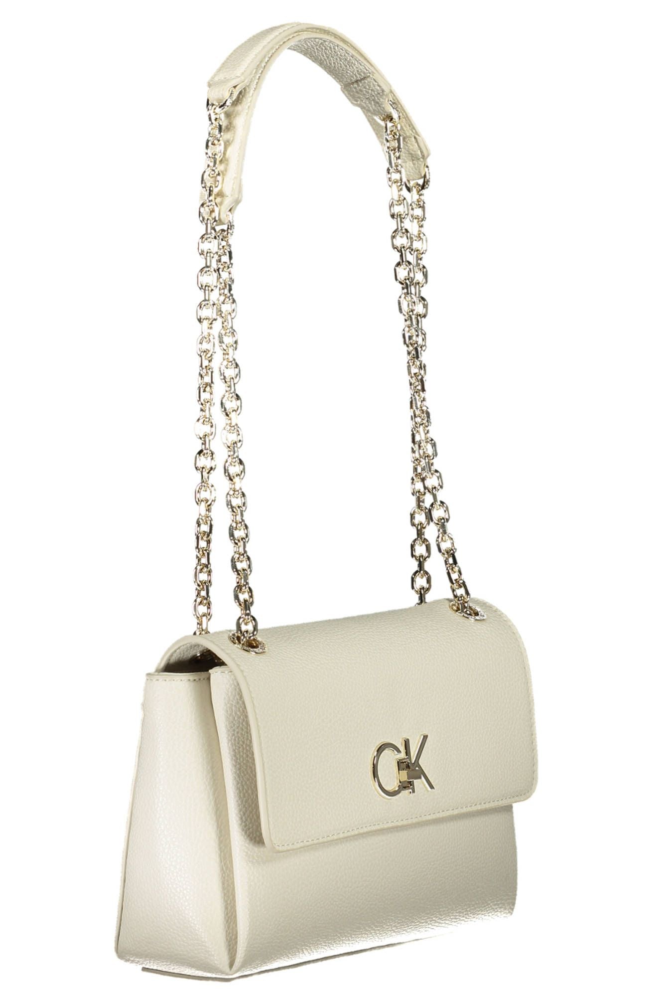 White Polyester Women Handbag