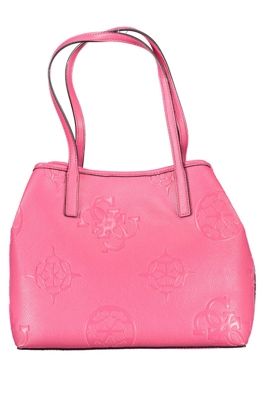 Pink Polyurethane Women Handbag