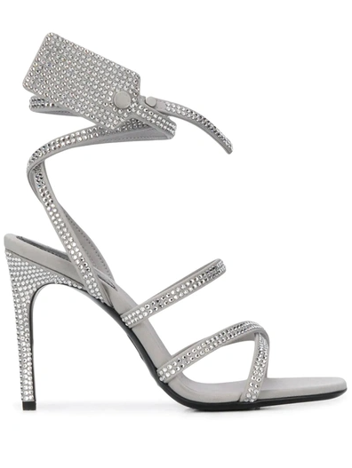 Gray Calfskin Women Sandal