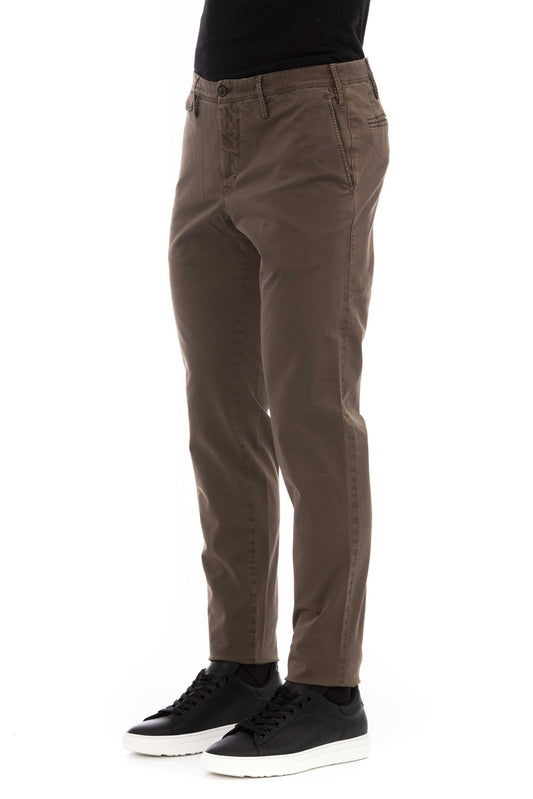 Brown Cotton Men Pant
