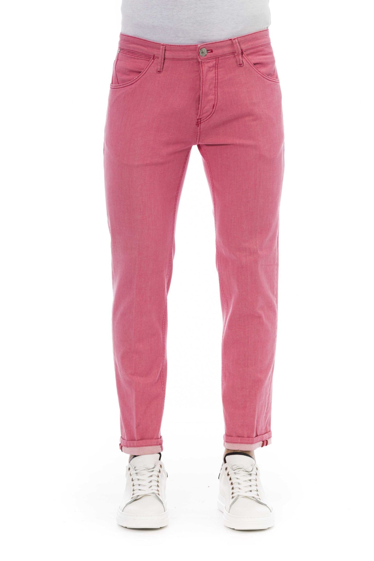 Pink Cotton Men Jeans