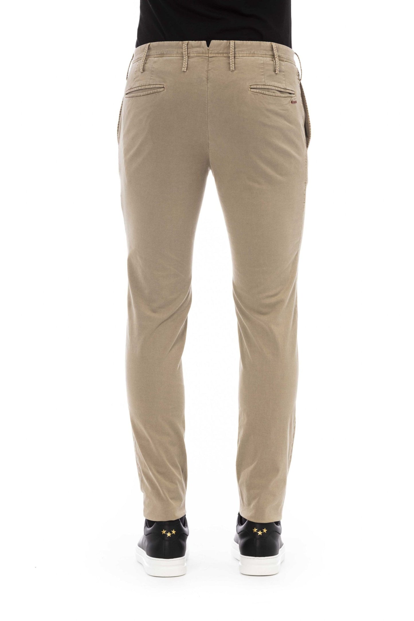 Beige Cotton Men Trouser
