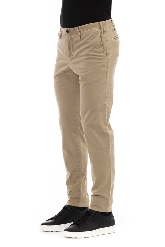 Beige Cotton Men Pant