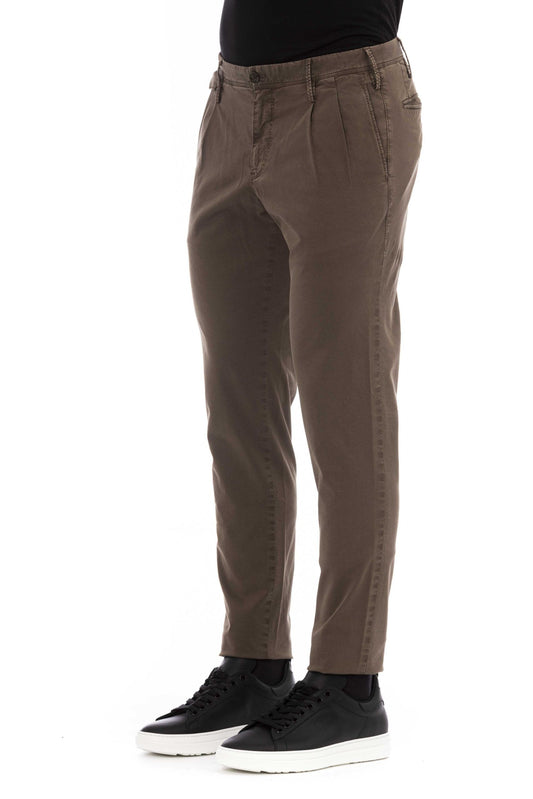 Brown Cotton Men Trouser