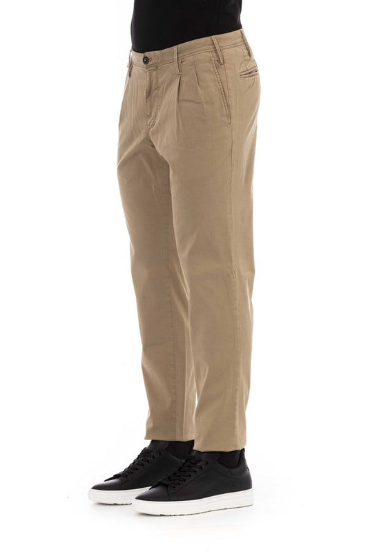 Beige Cotton Men Pant