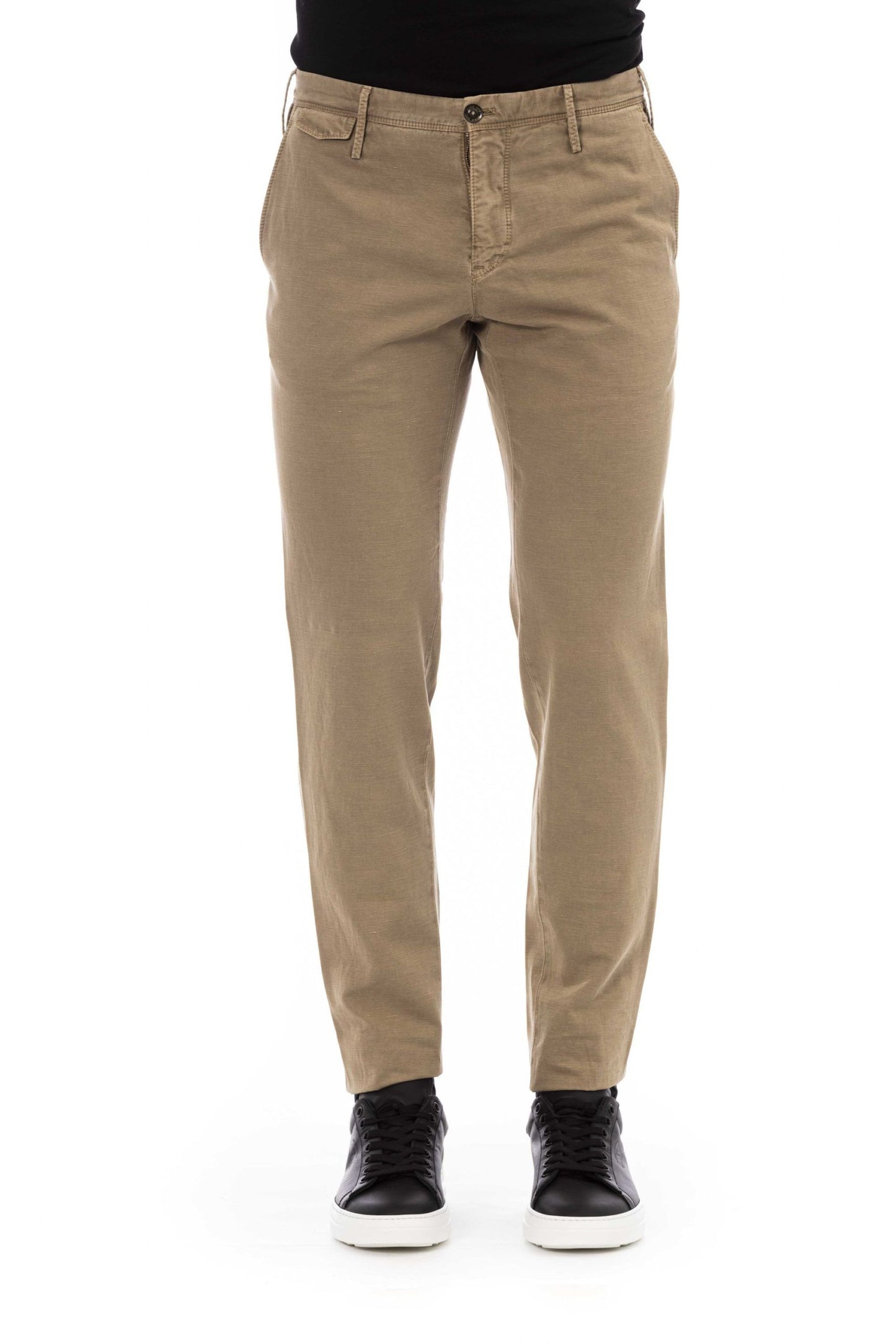 Beige Cotton Men Pant