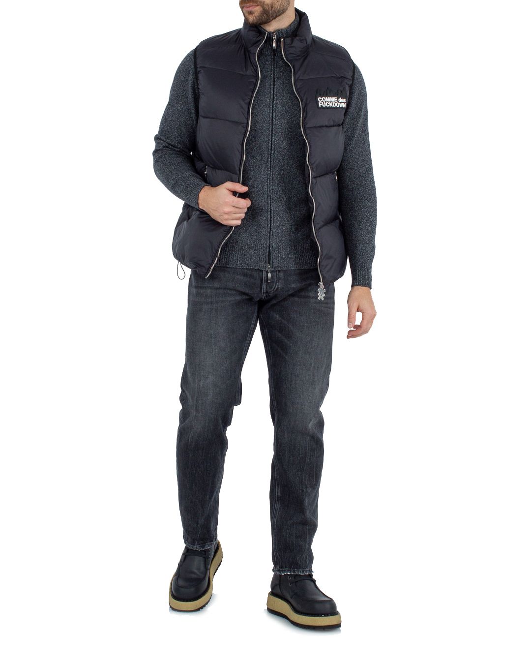 Black Polyester Men Vest